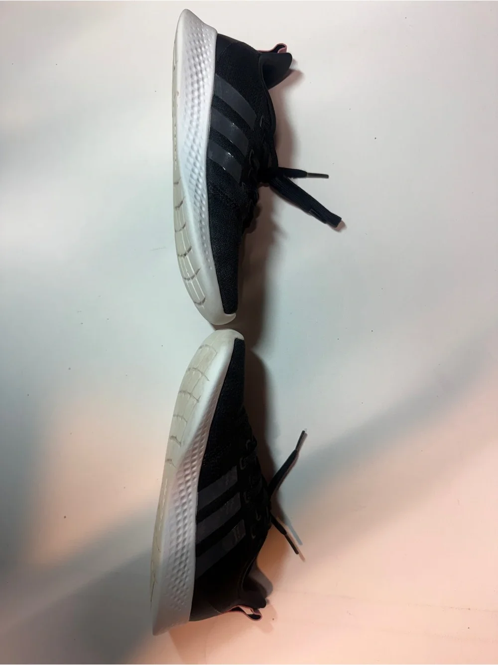 adidas Women's Black Running Sneakers with White Soles and Pink Heel Tabs